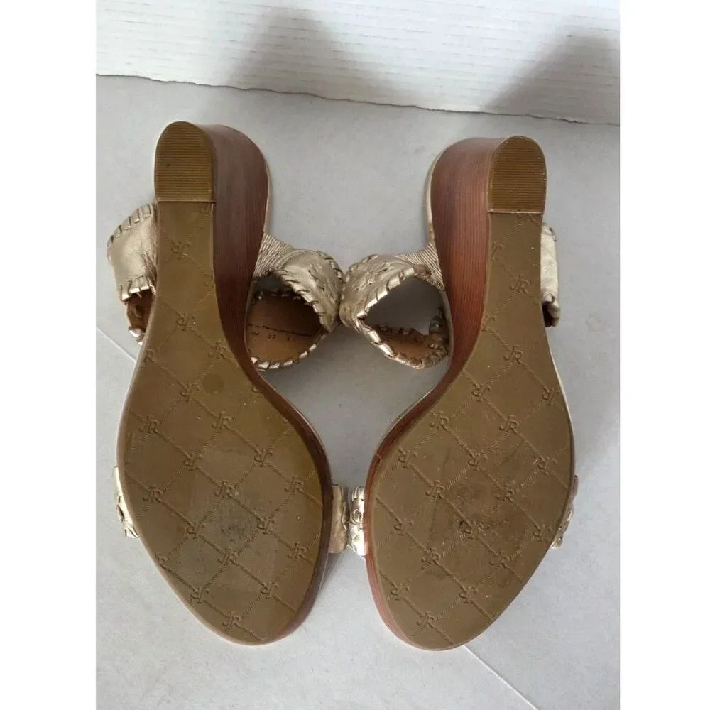 Jack Rogers Luccia Platinum Wedge Sandals Sz 9